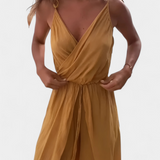 Donatila Cotton Jumpsuit with Side Openings and Crossed Neckline