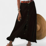 Long Semi-Transparent Skirt with Opening