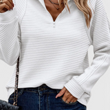 Helene V-Neck Jumper with Zip and Long Sleeves