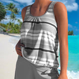 Noémia - Tankini with U-neckline and striped design