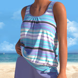 Noémia - Tankini with U-neckline and striped design