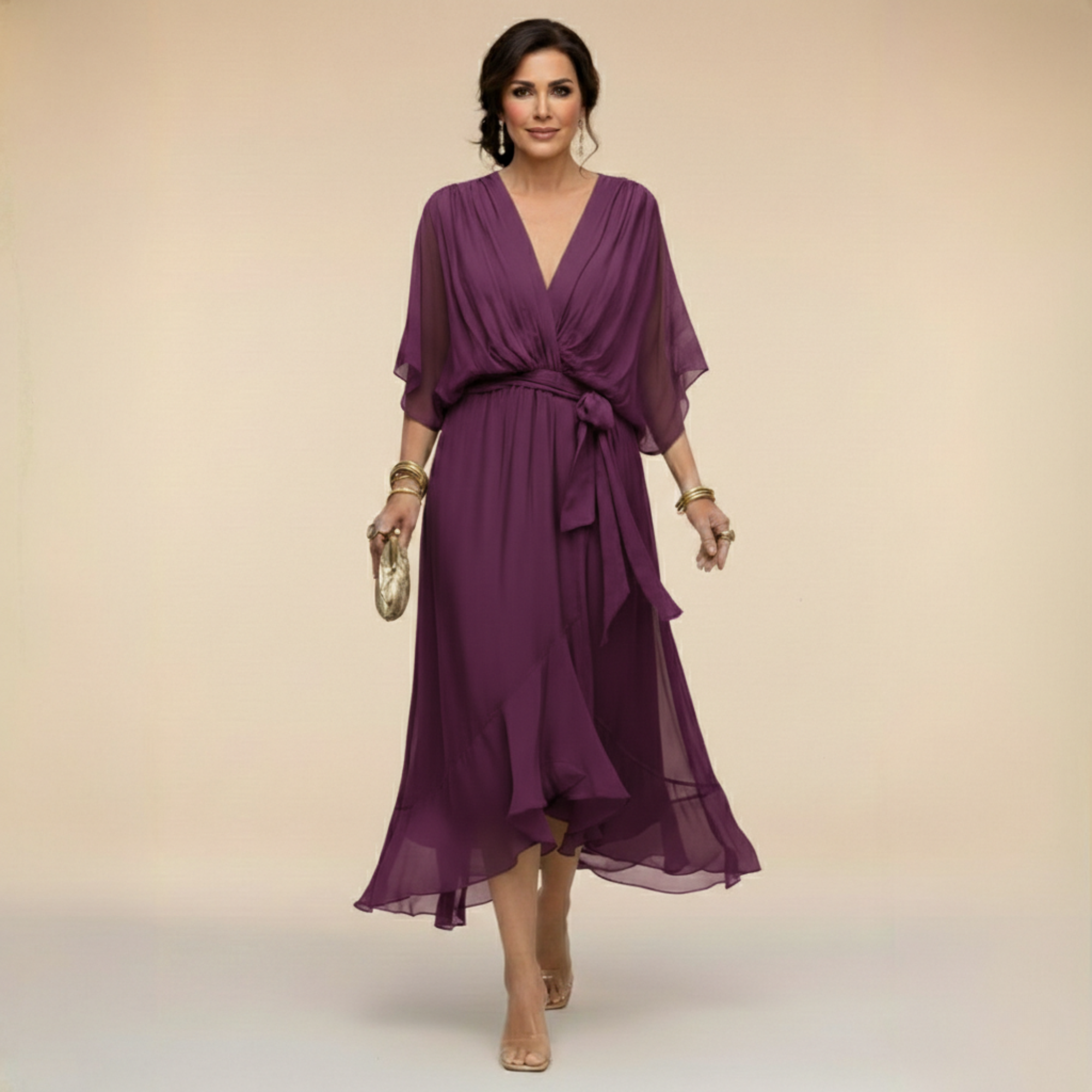 Monica | Chiffon Dress with V-Neck