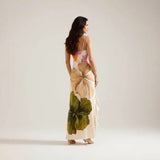 Nuria - Chic Dress with Patchwork Details and Asymmetrical Neckline