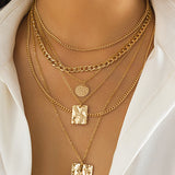 Geometric Metal Chain Pendant Necklace