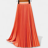 Pleated Satin Maxi Skirt