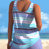 Noémia - Tankini with U-neckline and striped design