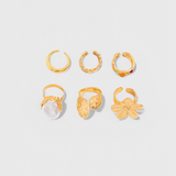 Open Flower-Shaped Liquid Pearl Ring