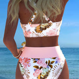 Lorena - Bikini with contrasting floral print and slit