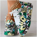 Veronika Graffiti Design Sneakers with Cushioning
