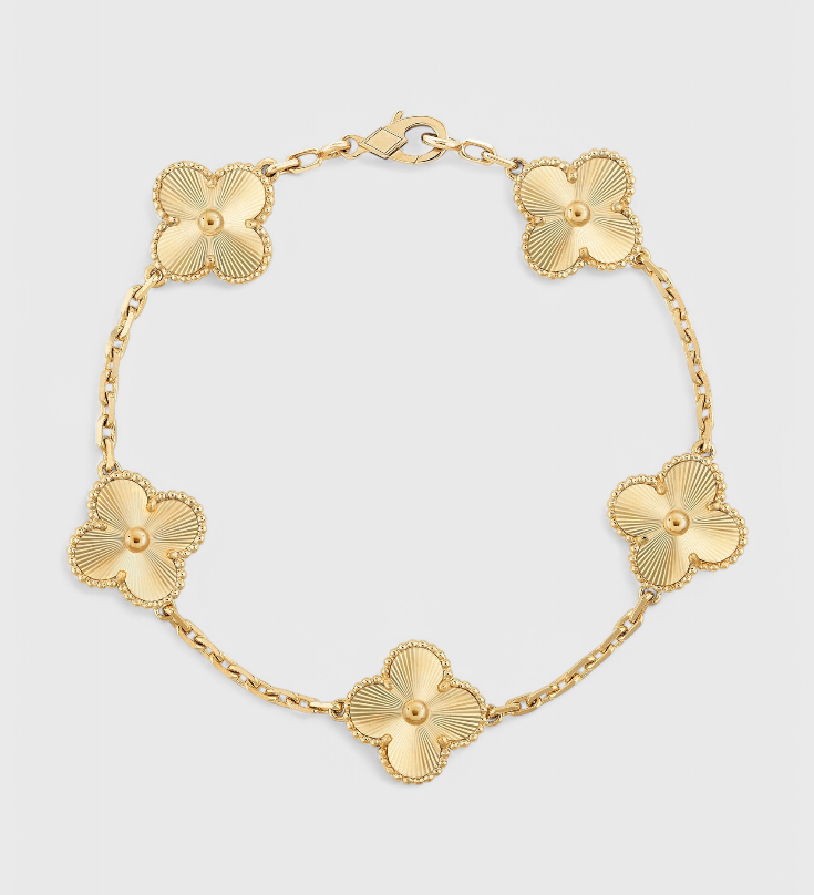 Clover Motif Bracelet with Elegance in Gold Plating