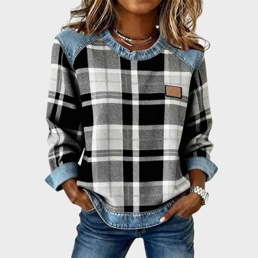 Iva | Sweater with Denim Details