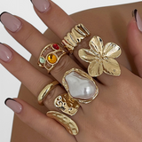 Open Flower-Shaped Liquid Pearl Ring