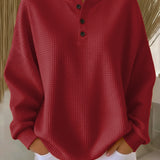 Nuria | Cosy Waffle Knit Henley Sweater