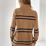Thea – Striped High Neck Sweater