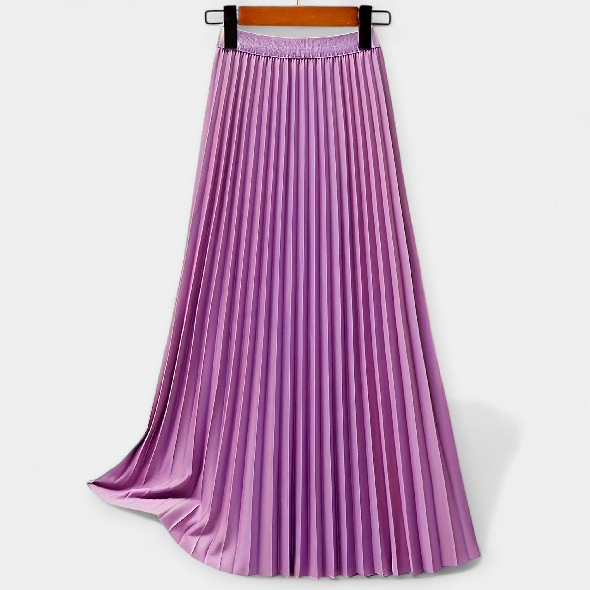 Pleated Satin Maxi Skirt