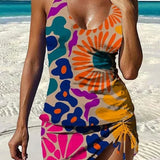 Filipa - Floral Graphic Tankini with Shorts, Tummy Control Effect