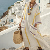 Caftan Dress "Amber" – Solar Yellow and Lilac Details