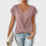 Elena | V-Neck Blouse with Button Detail
