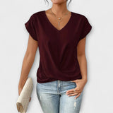 Elena | V-Neck Blouse with Button Detail