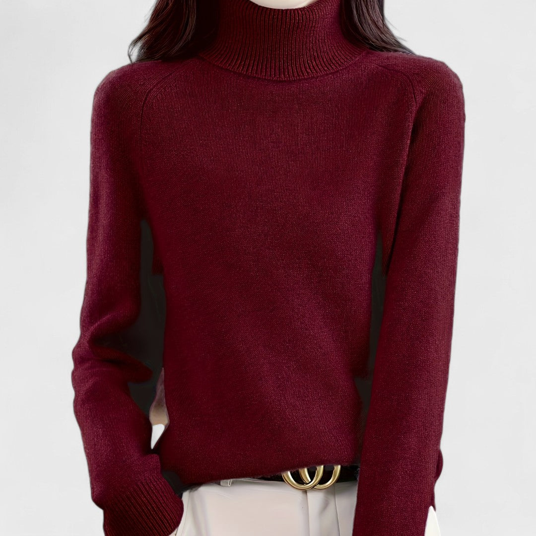 Sapphire - Solid High Neck Sweater