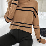 Thea – Striped High Neck Sweater