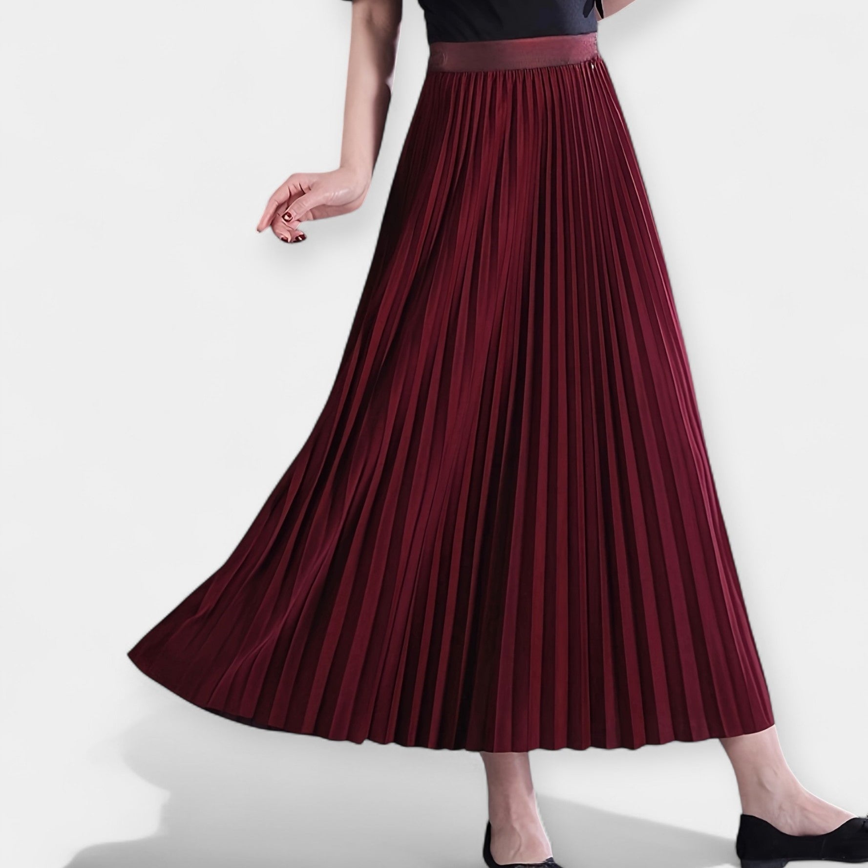 Pleated Satin Maxi Skirt