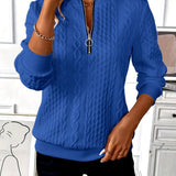Amalie - Cable Knit Zip Sweater for Women