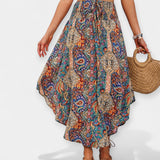 High-Waisted Floral Midi Skirt