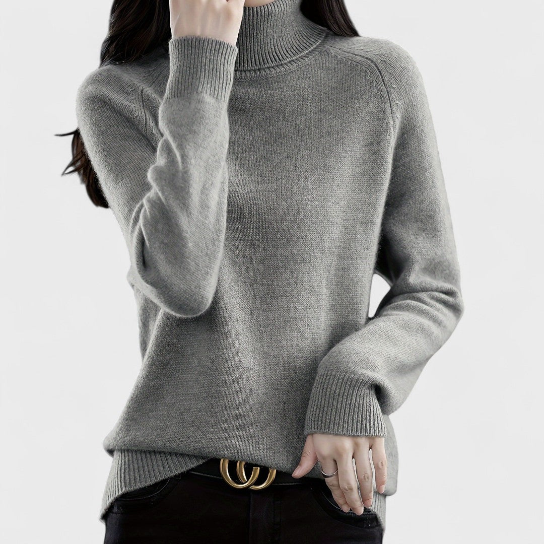 Sapphire - Solid High Neck Sweater