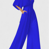Isaura Elegant Long Jumpsuit with Wide Leg and V-Neck