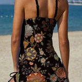 Filipa - Floral Graphic Tankini with Shorts, Tummy Control Effect