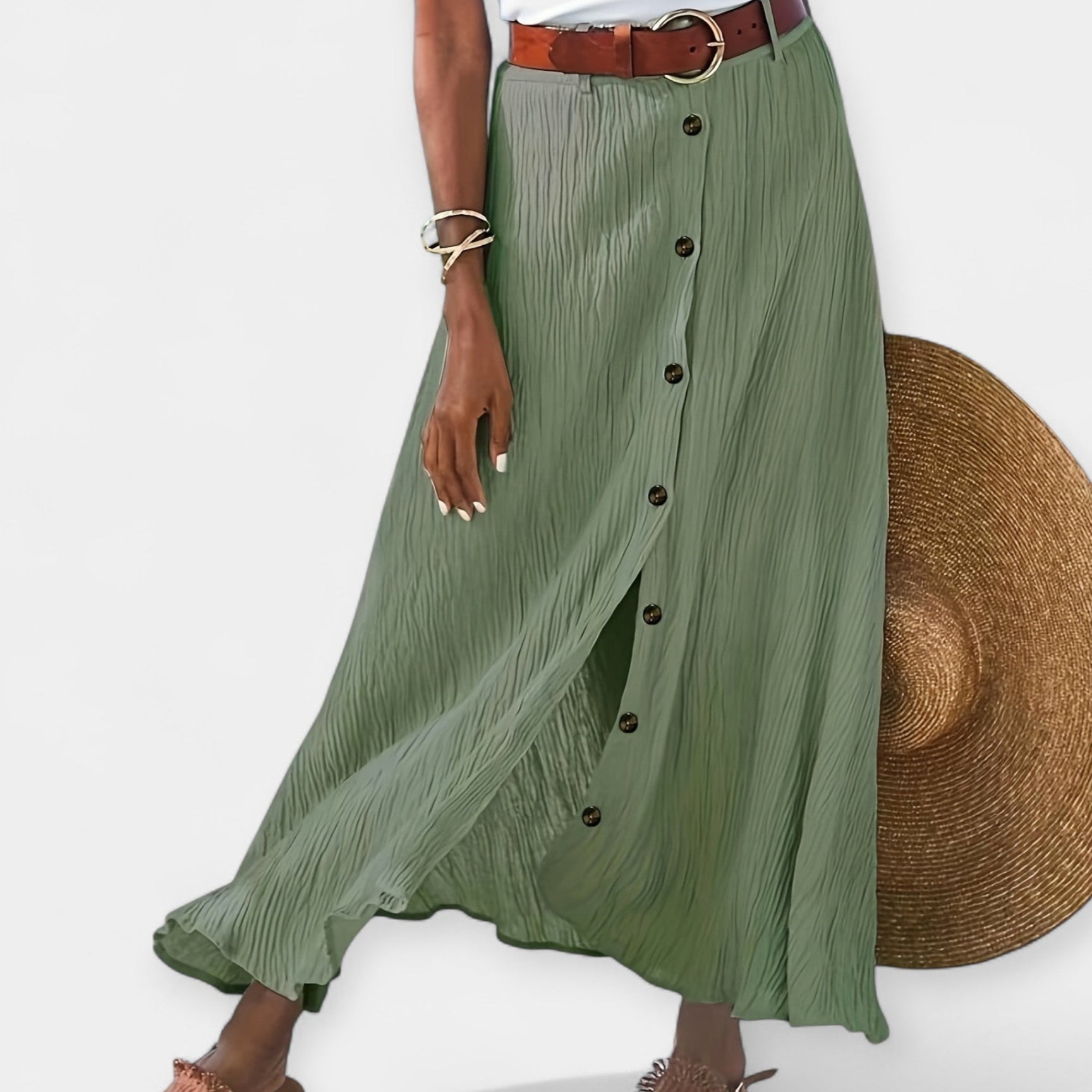 Long Semi-Transparent Skirt with Opening