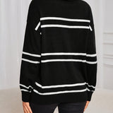 Thea – Striped High Neck Sweater