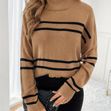 Thea – Striped High Neck Sweater