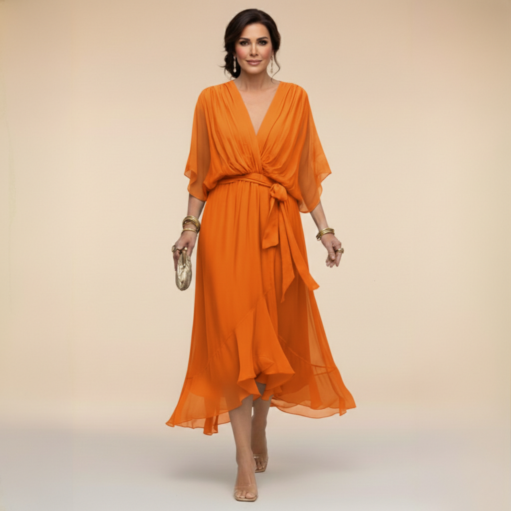 Monica | Chiffon Dress with V-Neck