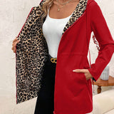 Adriana | Reversible Coat with Hood and Leopard Print