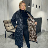 Beata | Reversible Padded Coat with Leopard Lining