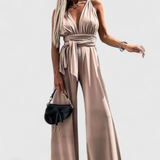 Ivana Wide-Leg Jumpsuit with Crossed Back