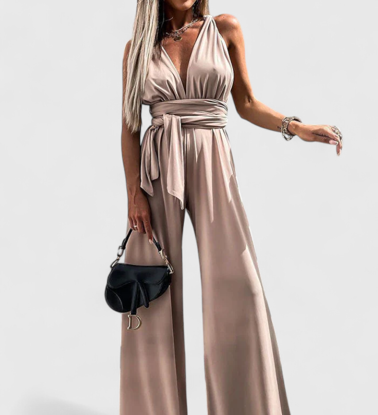 Ivana Wide-Leg Jumpsuit with Crossed Back