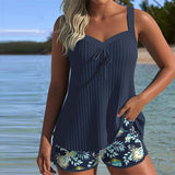 Serafina - Striped Tankini with Bikini Bottom in Two Pieces