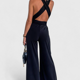 Ivana Wide-Leg Jumpsuit with Crossed Back