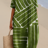Berta - Vestido Verde con Patrón Geométrico