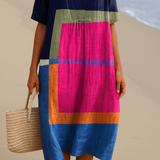 Jimena - Vestido de Bloques de Colores Vibrantes