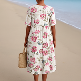Petra - Vestido Floral Vintage Estilo Lino