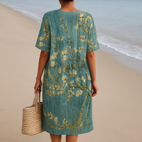 Lorena - Vestido Floral en Verde-Aguamarina
