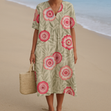 Macarena - Vestido Floral con Hojas y Mandala
