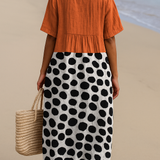 Mercedes - Vestido Naranja con Puntos Contrastantes