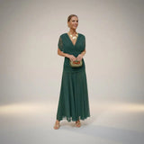 Velora - Long Floral Dress with V-Neck