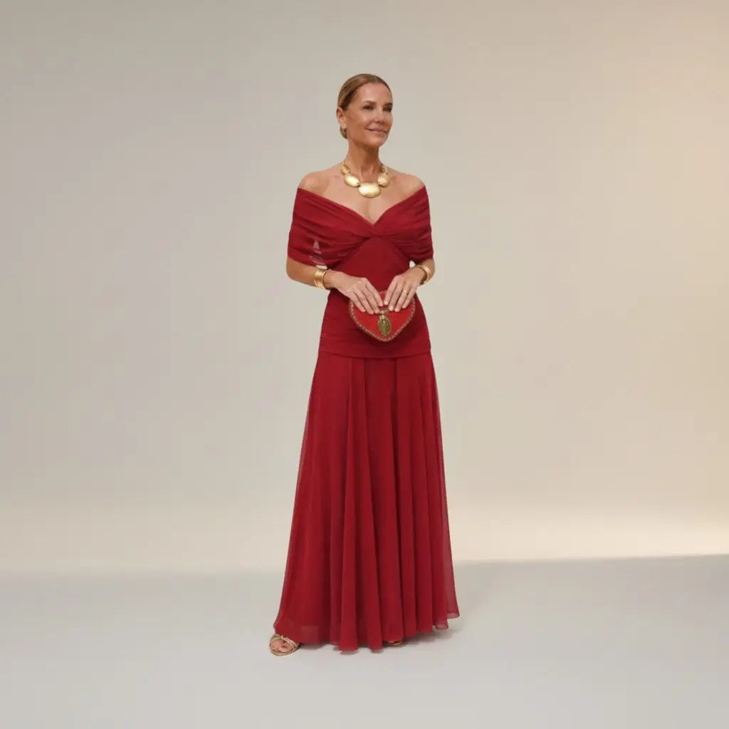 Velora - Long Floral Dress with V-Neck