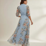 Valeria - Midi dress with V-neck and floral design